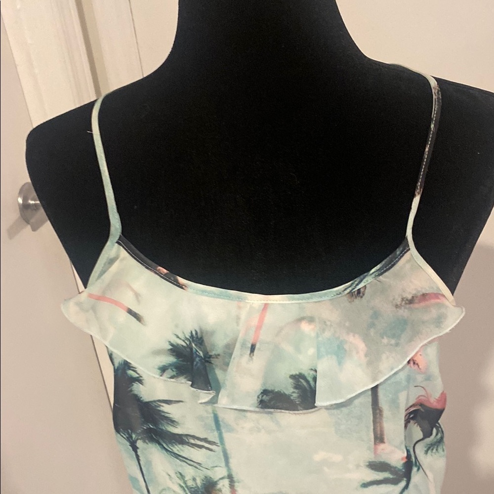 SUZY SHIER Tropical Print Sleeveless Dress with elastic waist Size Small - Picture 9 of 14